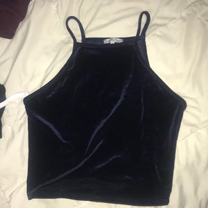 Navy Velvet Top
